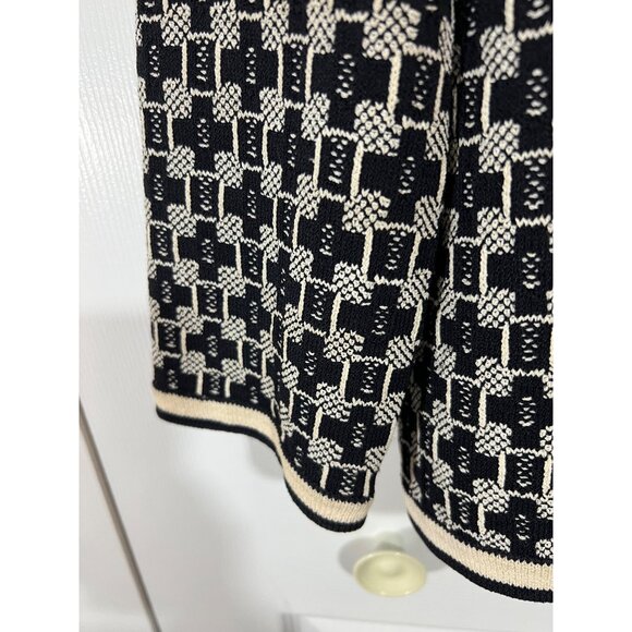 St. John Black & White Geometric Knit Zip-Up Jacket - Picture 5 of 10